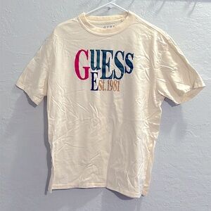 🆕 Men’s Guess Logo Cream T-Shirt - S NWOT